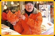 Ryoba of the seafood souvenir shop north of the Sapporo over-the-counter market. TV